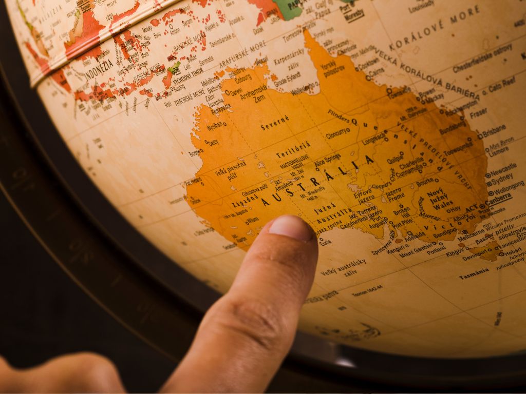 Imagem do mapa para ilustrar conteúdo sobre as novas regras para obtenção de visto de estudante para a Austrália.