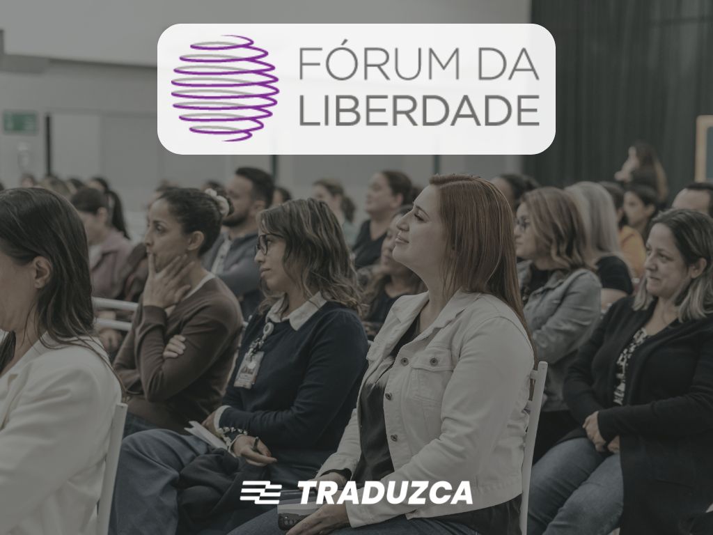 Imagem de plateia para ilustrar conteúdo sobre a tradução simultânea no Fórum da Liberdade.